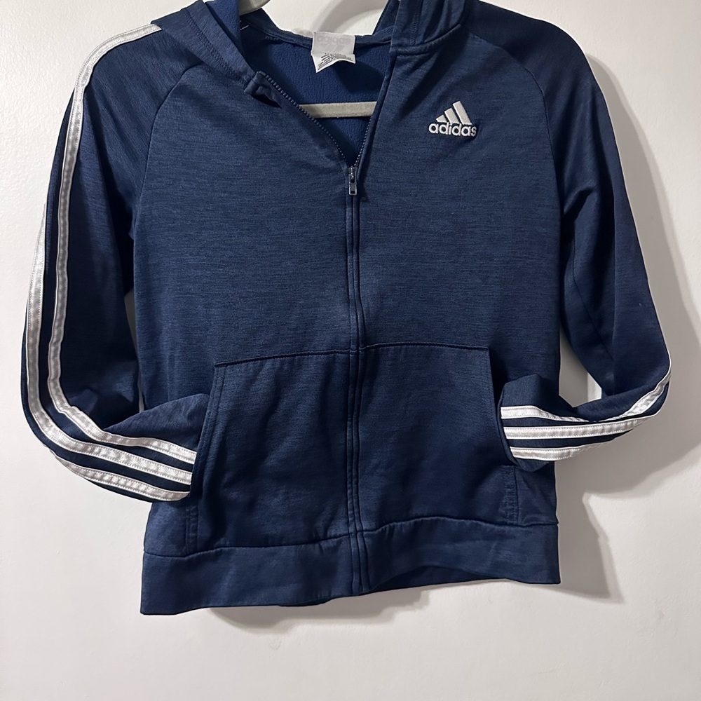 Adidas Kids Dark Blue Zip-Up Hoodie
